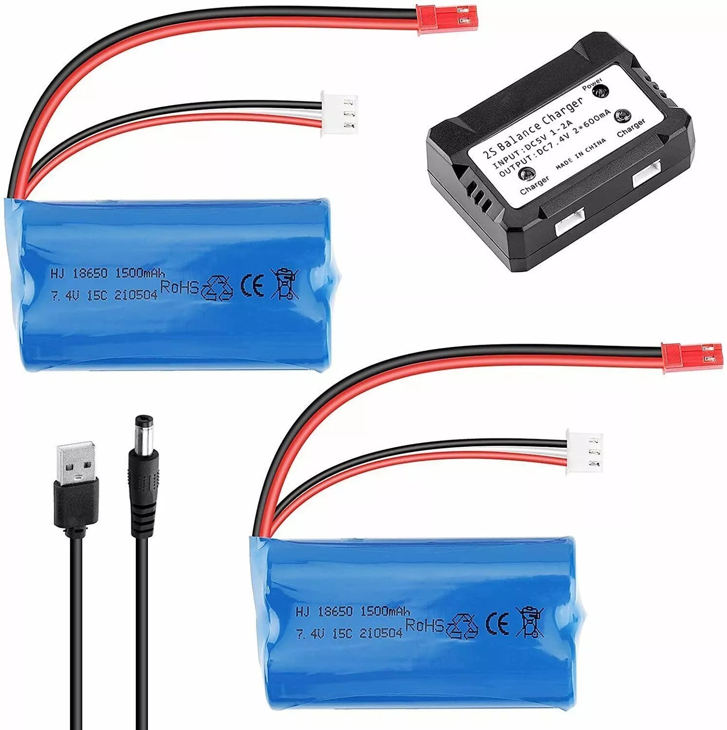 2PCS 7.4V 1500mAh Li-ion Battery