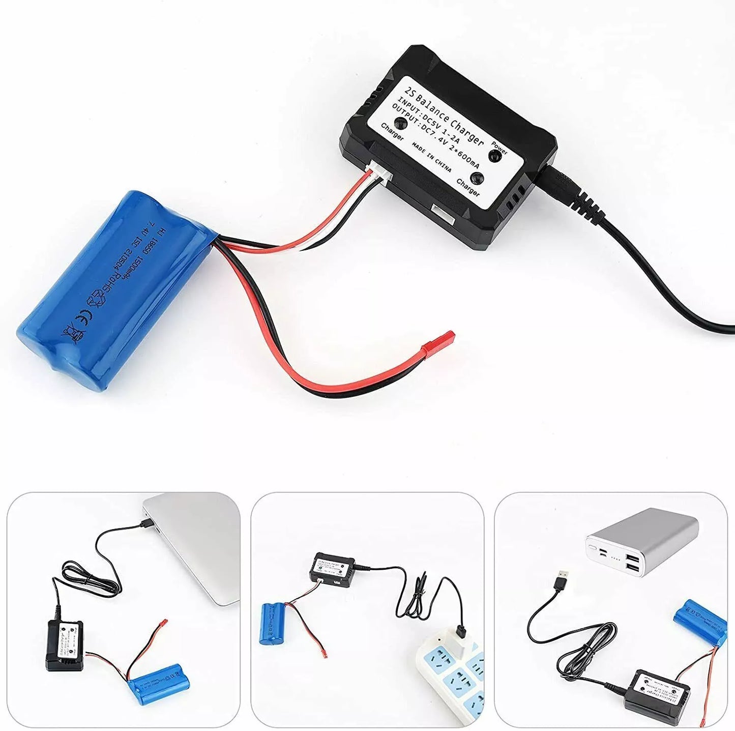 2PCS 7.4V 1500mAh Li-ion Battery