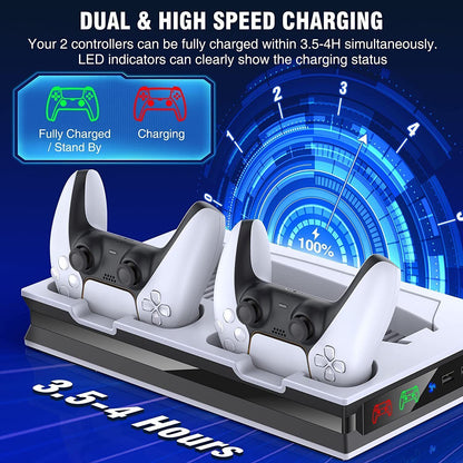 PlayStation 5 Cooling Fan Stand Dual Controller Charger Dock Station
